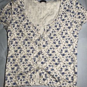rare brandy melville ruffled floral zelly top